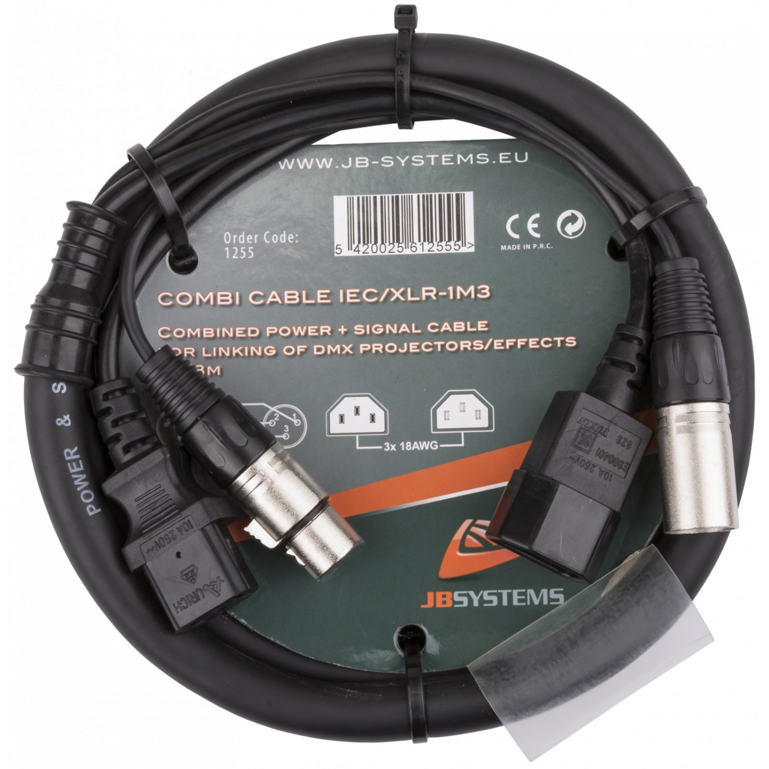 JB Systems COMBI CABLE IEC/XLR-1M3 - kabel (1,3m)