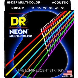 DR NEON Hi-Def - MCA-11 - Multi-Color struny do gitary akustycznej Set, Medium Light .011-.050