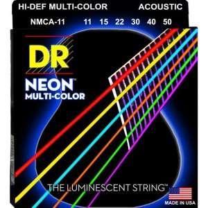 DR NEON Hi-Def - MCA-11 - Multi-Color struny do gitary akustycznej Set, Medium Light .011-.050