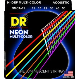 DR NEON Hi-Def - MCA-11 - Multi-Color struny do gitary akustycznej Set, Medium Light .011-.050