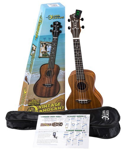 Luna Uke Vintage Mahogany Concert Pack - ukulele koncertowe, zestaw