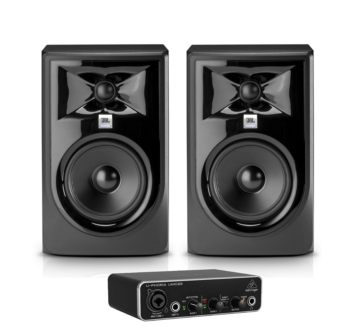 JBL 2x 305P MKII + Behringer UMC22 - zestaw