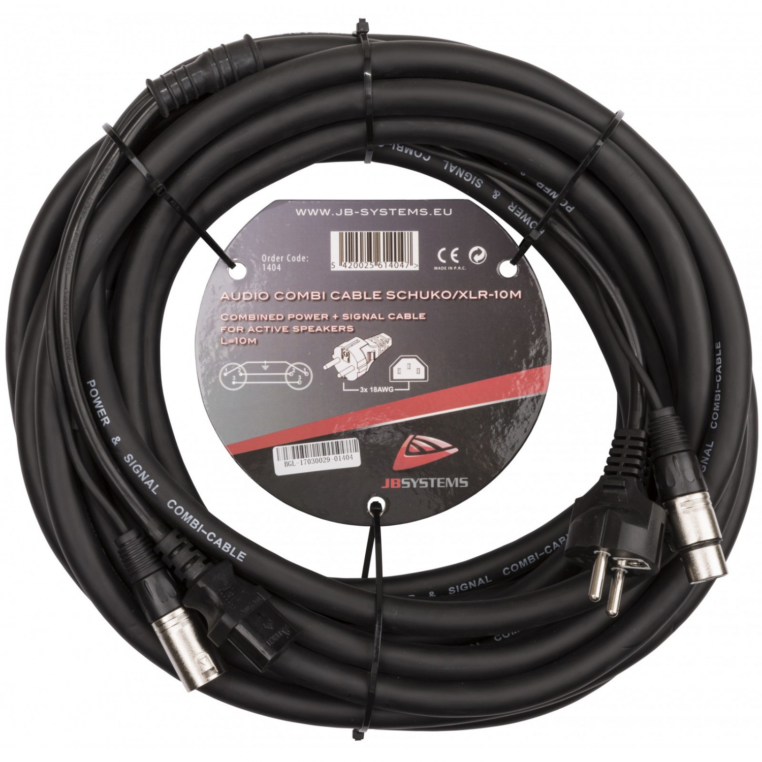 JB SYSTEMS AUDIO COMBI CABLE SCHUKO/XLR-10M - kabel IEC - XLR