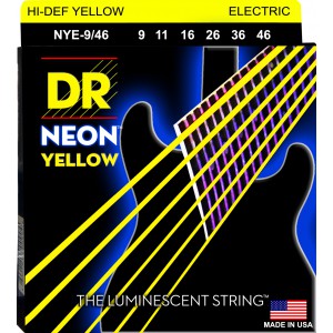 DR NEON Hi-Def Yellow - NYE- 9/46 - struny do gitary elektrycznej Set, Heavy & Light, .009-.046