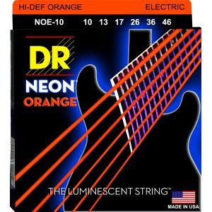 DR NEON Hi-Def Orange - NOE-10 - struny do gitary elektrycznej Set, Medium, .010-.046