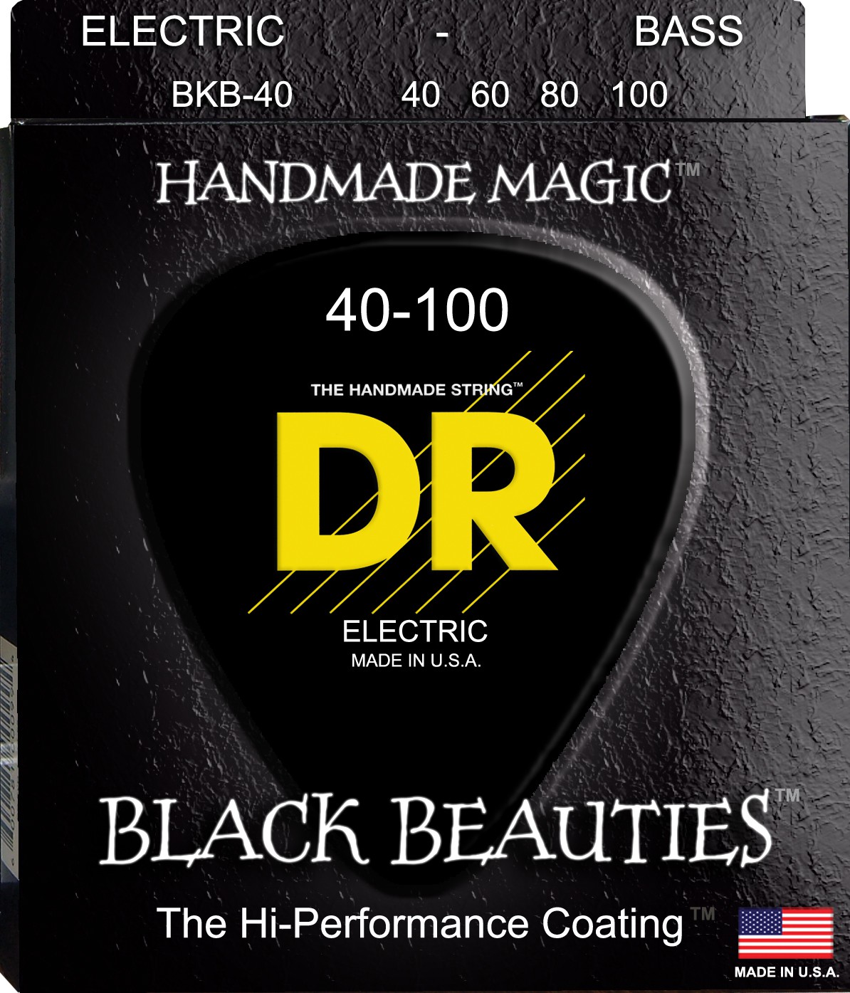 DR BLACK BEAUTIES - BKB-40 - struny do gitary basowej, 4-String, Coated, Light, .040-.100