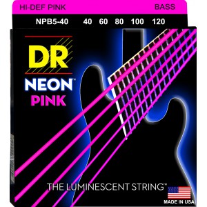 DR NEON Hi-Def Pink - struny do gitary basowej, 5-String, Light, .040-.120