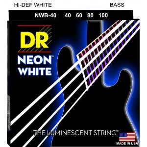 DR NEON Hi-Def White - struny do gitary basowej, 4-String, Light, .040-.100