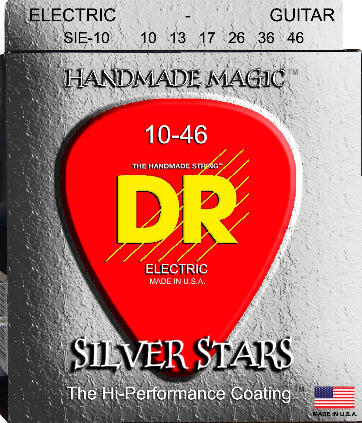 DR SILVER STARS - SIE-10 - struny do gitary elektrycznej Set, Medium, .010-.046