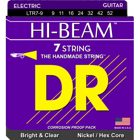 DR HI-BEAM - LTR7-9 - Electric Guitar String Set, 7-String Light, .009-052