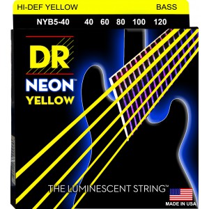 DR NEON Hi-Def Yellow - struny do gitary basowej, 5-String, Light, .040-.120