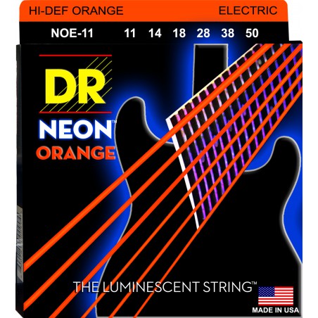 DR NEON Hi-Def Orange - NOE-11 - Electric Guitar String Set, Heavy, .011-.050