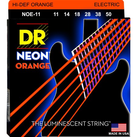 DR NEON Hi-Def Orange - NOE-11 - Electric Guitar String Set, Heavy, .011-.050