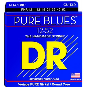 DR PURE BLUES - PHR-12PL - struny do gitary elektrycznej Set, Extra Heavy, .012-.052, plain G-String