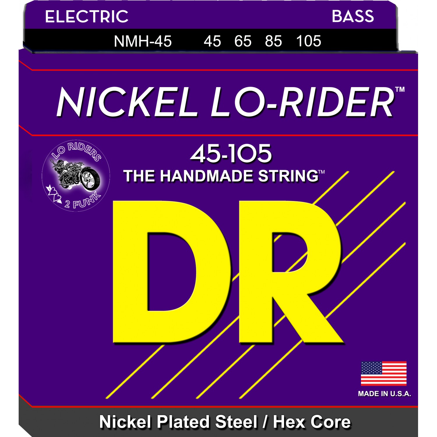 DR NICKEL LO-RIDER - struny do gitary basowej, 4-String, Medium, .045-.105