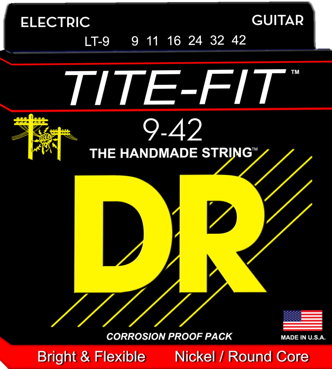 DR TITE-FIT - LT-9 - Electric Guitar String Set, Light, .009-.042 DR TITE-FIT - LT-9 - struny do gitary elektrycznej Set, Light, .009-.042