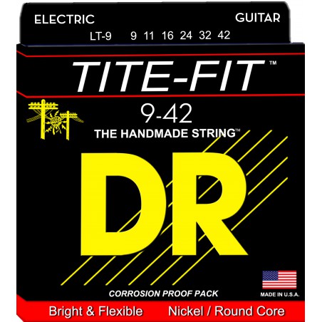 DR TITE-FIT - LT-9 - Electric Guitar String Set, Light, .009-.042