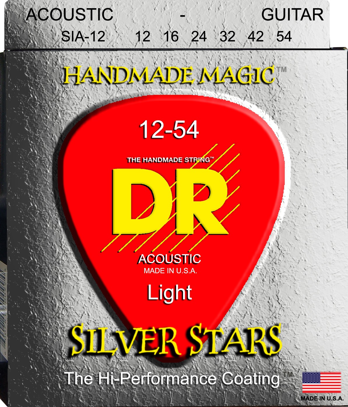 DR SILVER STARS - SIA-12 - struny do gitary akustycznej Set, Coated Phosphor Bronze, Medium, .012-.054