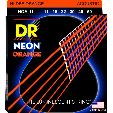 DR NEON Hi-Def Orange - NOA-11 - Acoustic Guitar String Set, Medium Light .011-.050