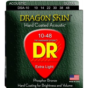 DR DRAGON SKIN - DSA-10 - struny do gitary akustycznej Set, Coated Phosphor Bronze, Light, .010-.048