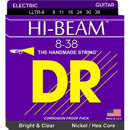 DR HI-BEAM - LLTR-8 - Electric Guitar String Set, Light Light, .008-038