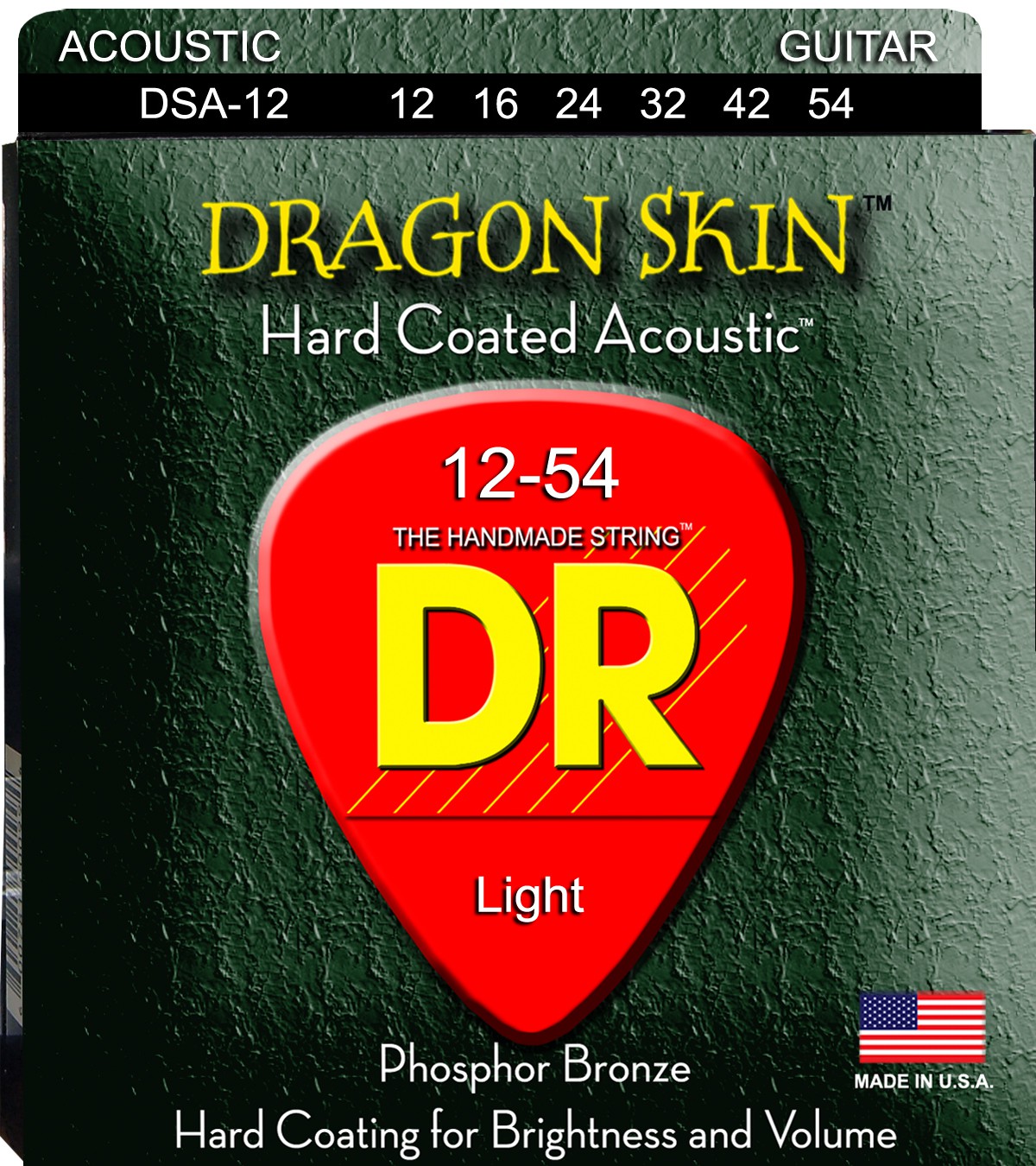 DR DRAGON SKIN - DSA-12 - struny do gitary akustycznej Set, Coated Phosphor Bronze, Medium, .012-.054