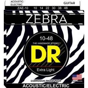 DR ZEBRA - struny do gitary akustycznej/elektrycznej Set, Light, .010-.048