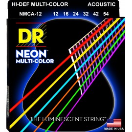 DR NEON Hi-Def - MCA-12 - Multi-Color struny do gitary akustycznej Set, Medium, .012-.054