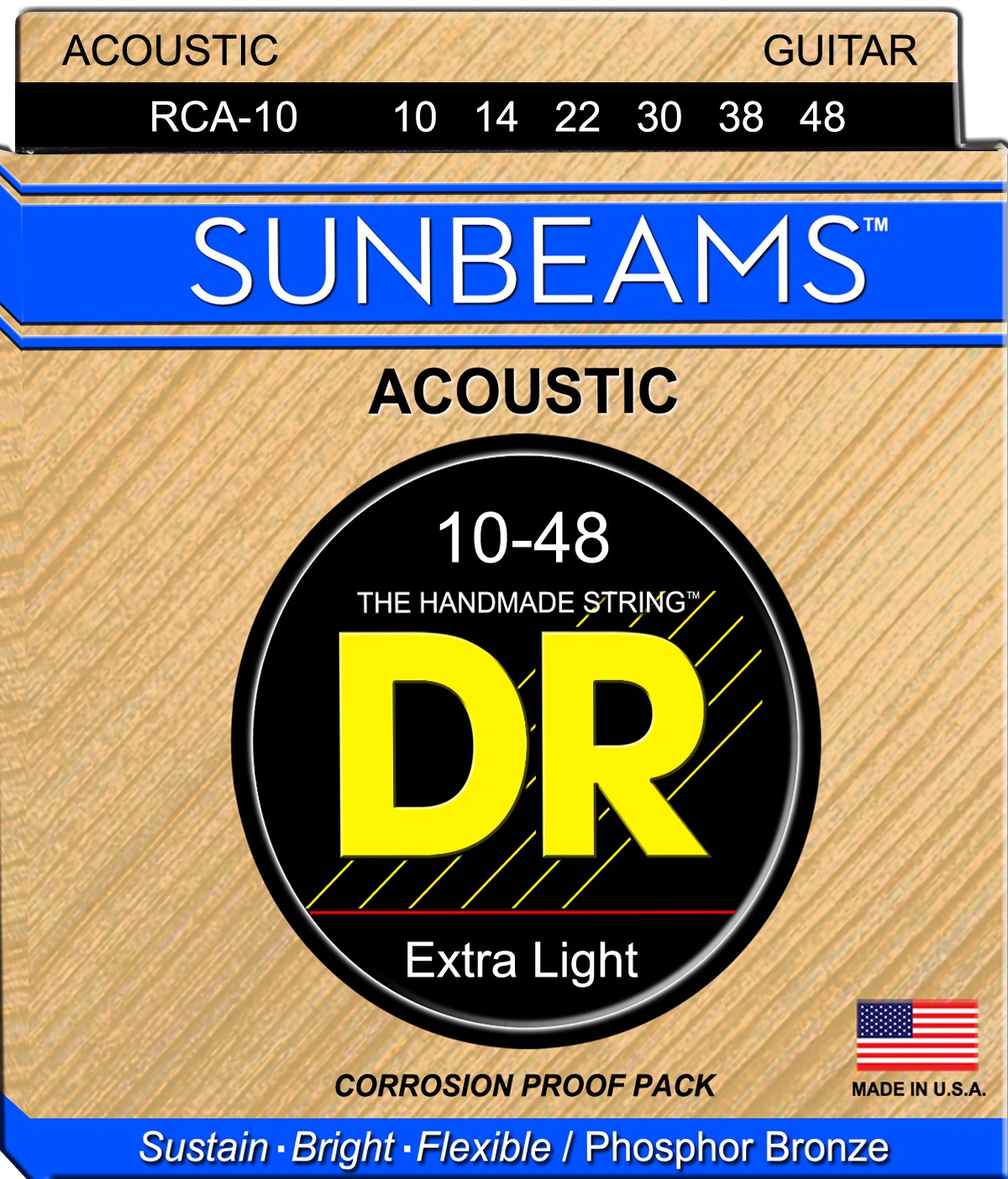 DR SUNBEAMS - struny do gitary akustycznej Set, Light, .010-.048