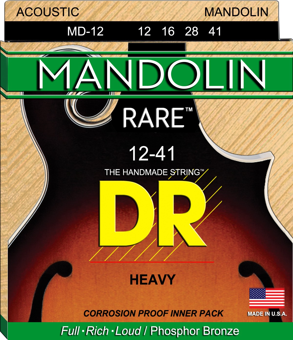 DR RARE - MD-12 - Mandolin String Set, 4-String, Heavy, .012-.041