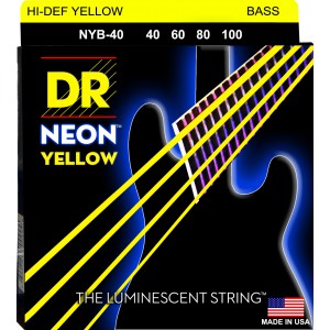 DR NEON Hi-Def Yellow - struny do gitary basowej, 4-String, Light, .040-.100