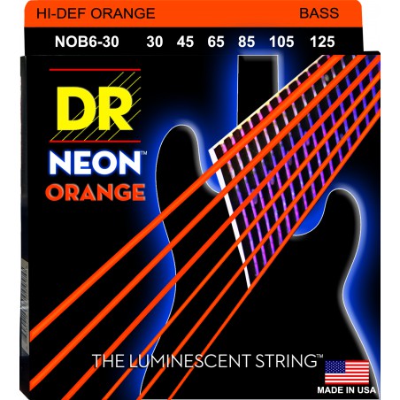 DR NEON Hi-Def Orange - Bass String Set, 6-String, Medium, .030-.125