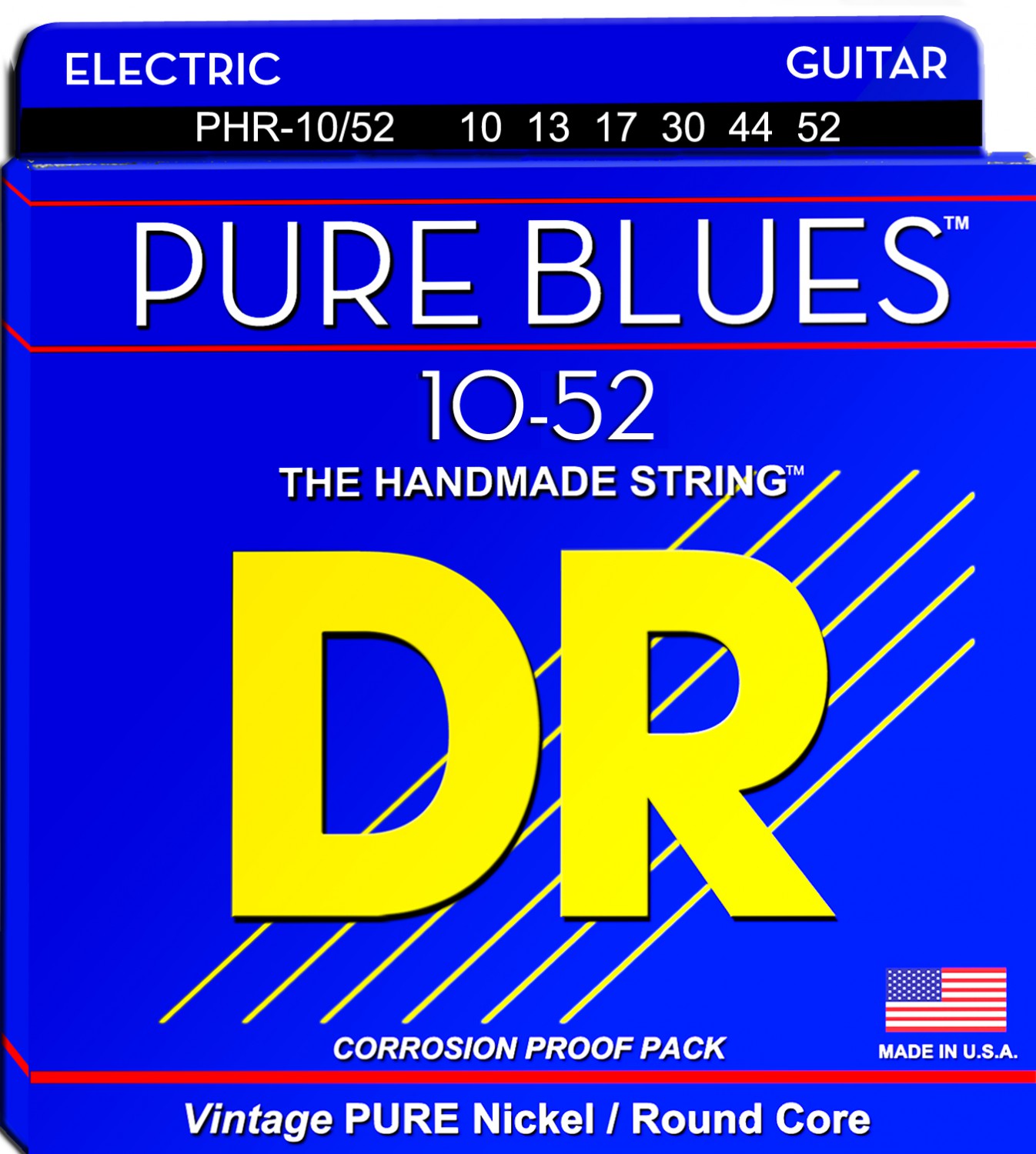 DR PURE BLUES - PHR-10/52 - Electric Guitar String Set, Big & Heavy, .010-.052 DR PURE BLUES - PHR-10/52 - struny do gitary elektrycznej Set, Big & Heavy, .010-.052