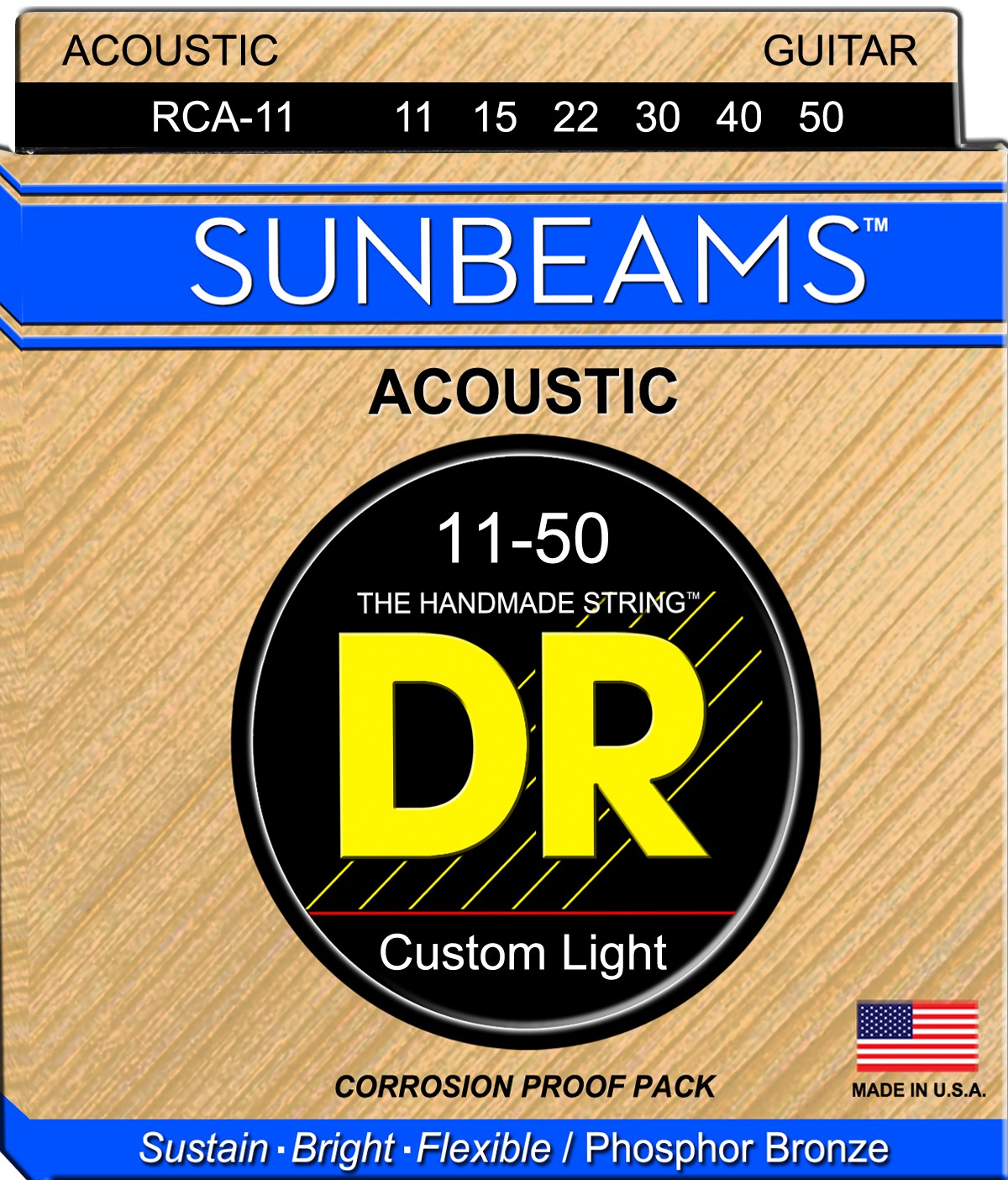 DR SUNBEAMS - RCA-11 - struny do gitary akustycznej Set, Medium Light, .011-.050