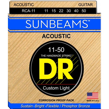 DR SUNBEAMS - RCA-11 - Acoustic Guitar String Set, Medium Light, .011-.050