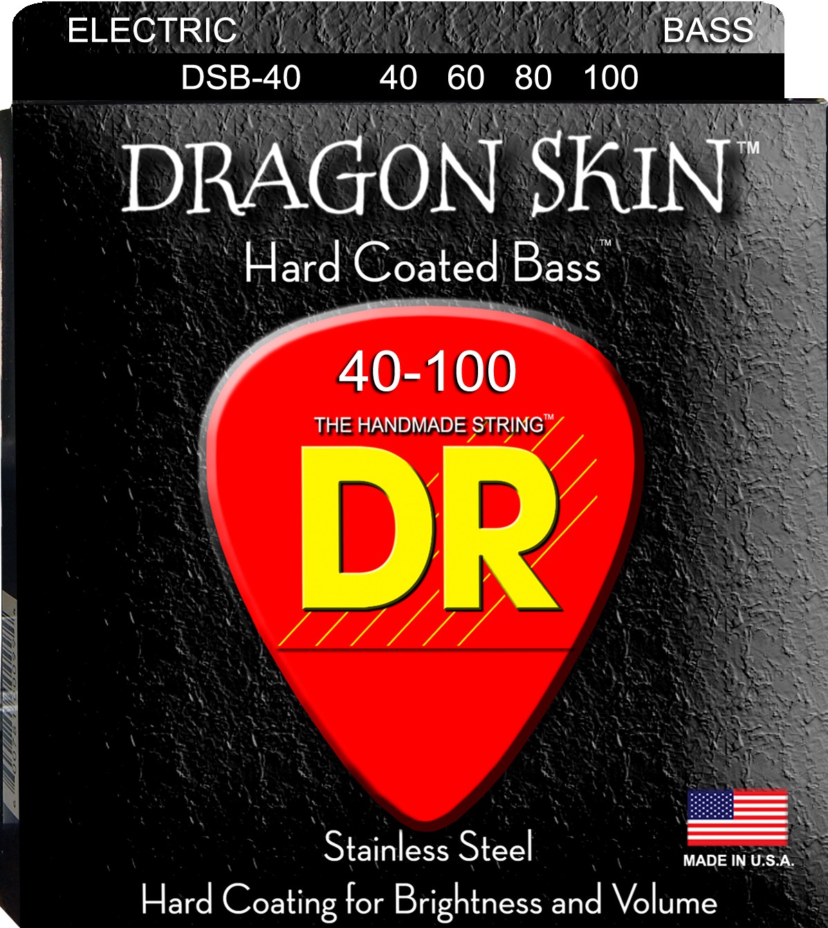 DR DSB-40/100 - DRAGON SKIN - struny do gitary basowej, 4-String, Coated, Light, .040-.100