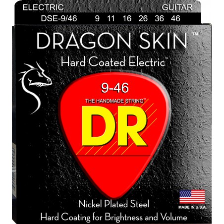 DR DRAGON SKIN - DSE- 9/46 - Electric Guitar String Set, Light & Heavy, .009-.046
