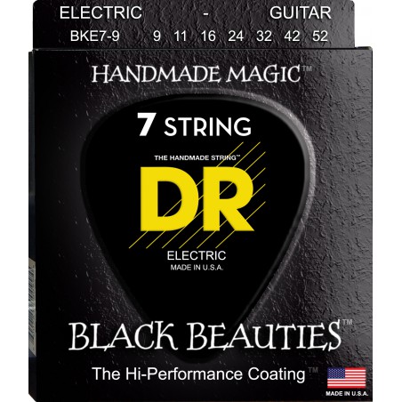 DR BLACK BEAUTIES - BKE7-9 - Electric Guitar String Set, 7-String Light, .009-.052