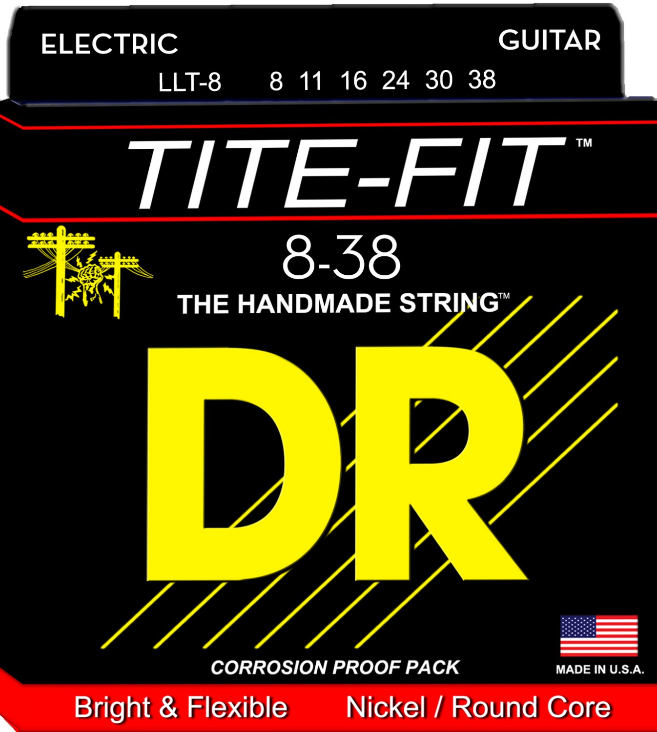 DR TITE-FIT - LLT-8 - Electric Guitar String Set, Light Light, .008-.038 DR TITE-FIT - LLT-8 - struny do gitary elektrycznej Set, Light Light, .008-.038