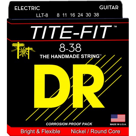 DR TITE-FIT - LLT-8 - Electric Guitar String Set, Light Light, .008-.038
