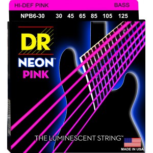 DR NEON Hi-Def Pink - struny do gitary basowej, 6-String, Medium, .030-.125