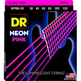 DR NEON Hi-Def Pink - struny do gitary basowej, 6-String, Medium, .030-.125