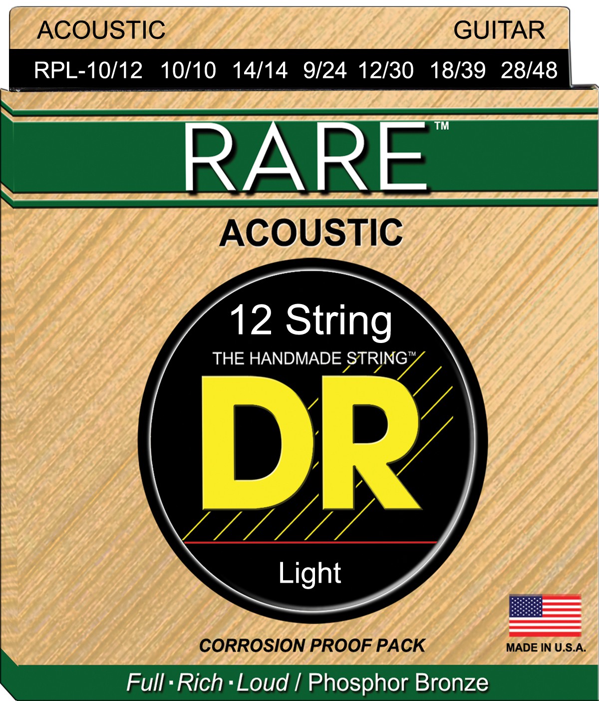 DR RARE - RPL-10/12 - struny do gitary akustycznej Set, 12-String Light, .010-.048