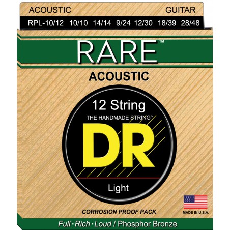 DR RARE - RPL-10/12 - Acoustic Guitar String Set, 12-String Light, .010-.048