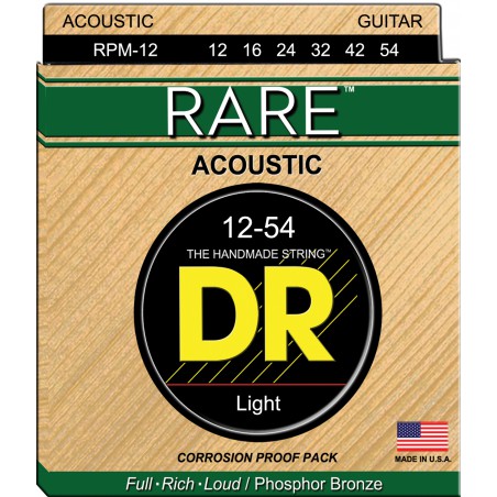 DR RARE - RPM-12 - Acoustic Guitar String Set, Medium, .012-.054