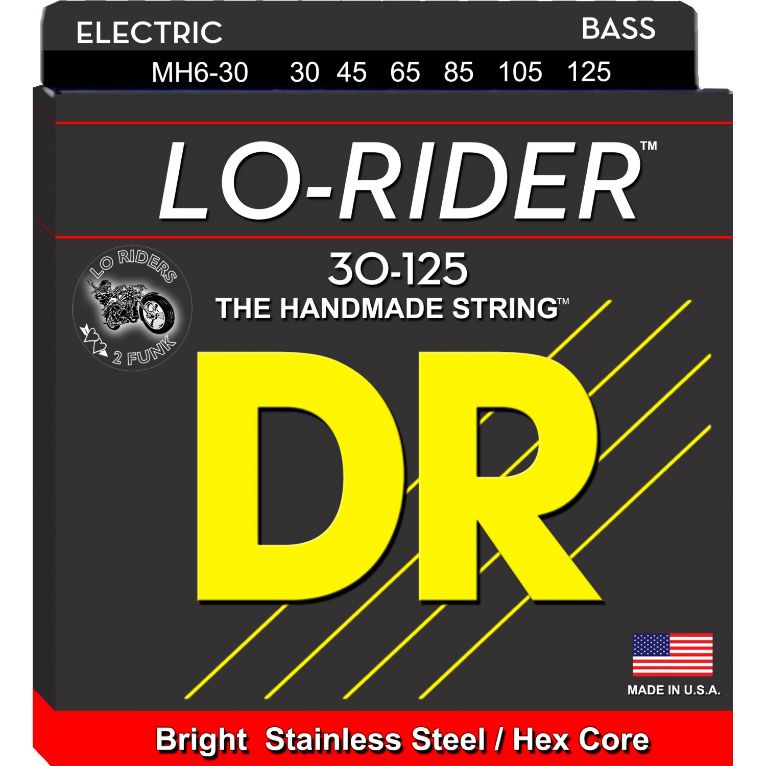 DR LO-RIDER - MH6-30-125 - Bass String Set, 6-String, Medium, .030-.125 DR LO-RIDER - MH6-30-125 - struny do gitary basowej, 6-String, Medium, .030-.125