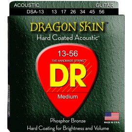 DR DRAGON SKIN - DSA-13 - struny do gitary akustycznej Set, Coated Phosphor Bronze, Medium Heavy, .013-.056