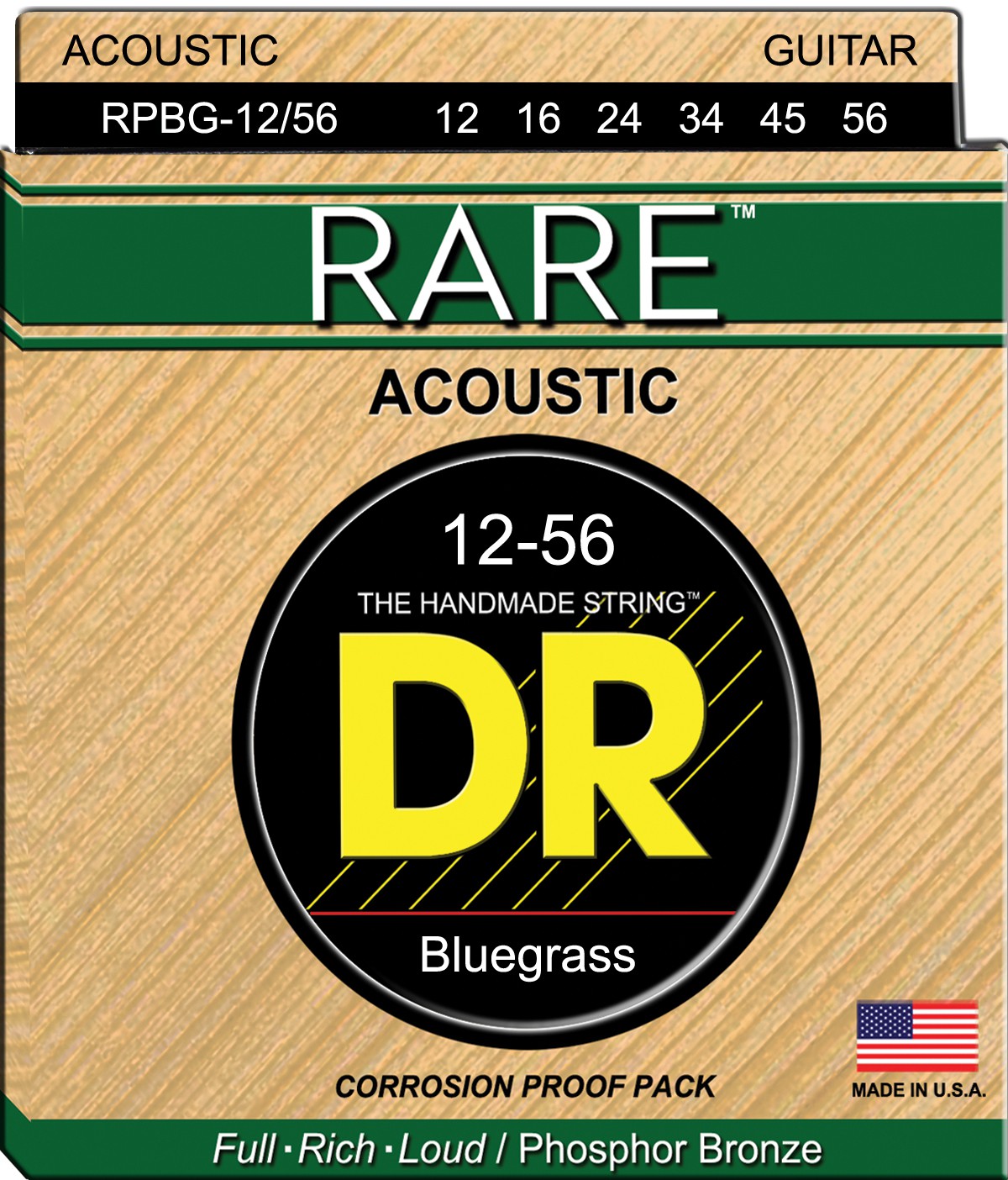 DR RARE - PBG-12/56 - struny do gitary akustycznej Set, Bluegrass, .012-.056