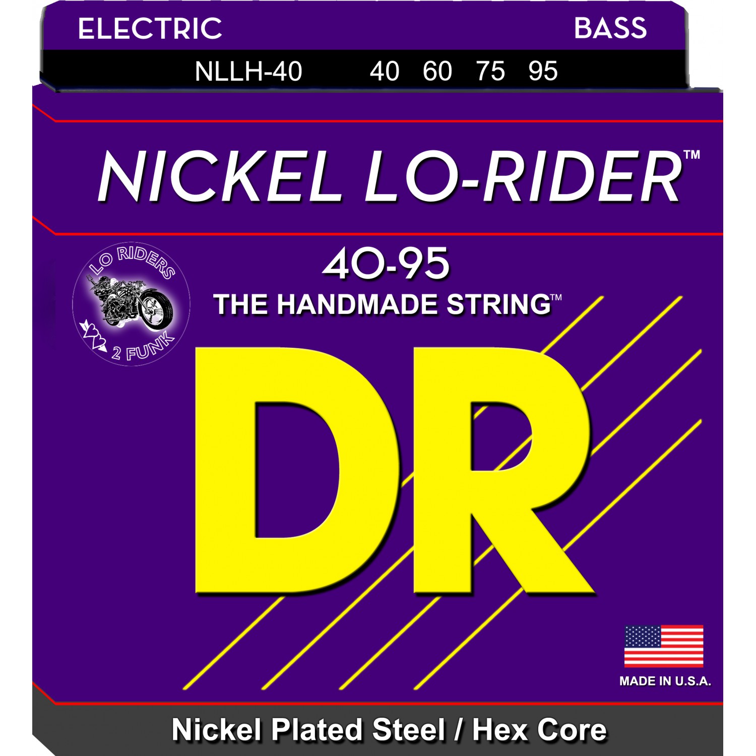 DR NICKEL LO-RIDER - Bass String Set, 4-String, Light-Light, .040-.095 DR NICKEL LO-RIDER - struny do gitary basowej, 4-String, Light-Light, .040-.095
