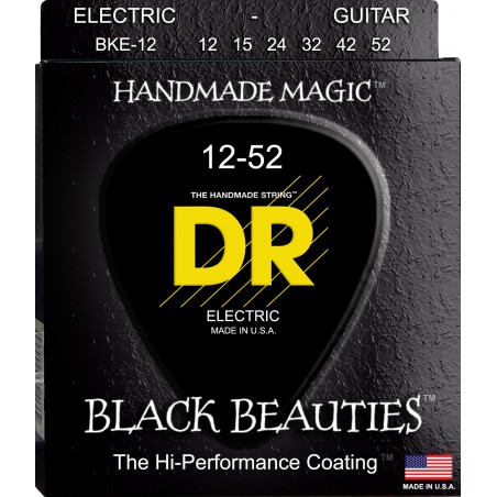 DR BLACK BEAUTIES - BKE-12 - Electric Guitar String Set, Extra Heavy, .012-.052